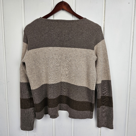 Benedetta B Color Block Black Tan Merino Wool Cashmere Cardigan Sweater Medium - Picture 6 of 12